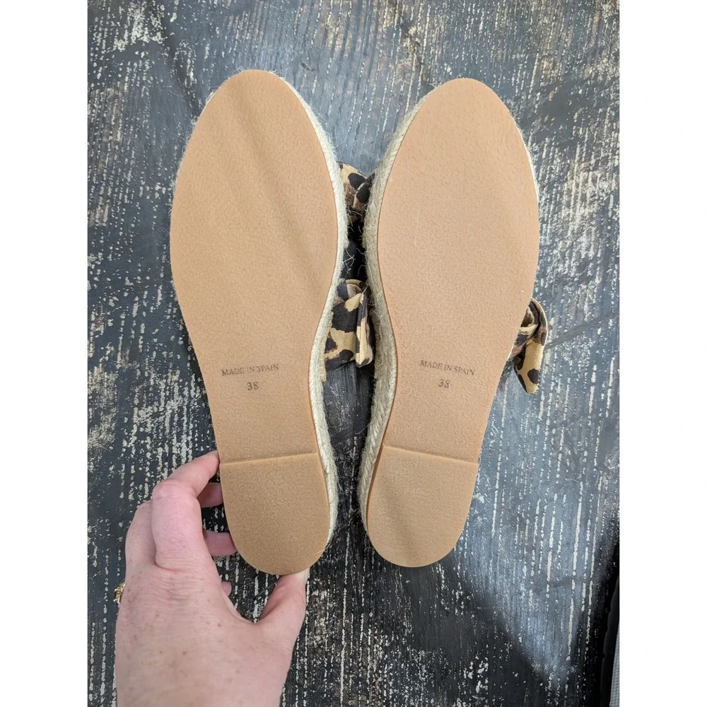 Loeffler Randall NEW Daisy Espadrille Sandals Leopard Print Bow Slide- 7.5